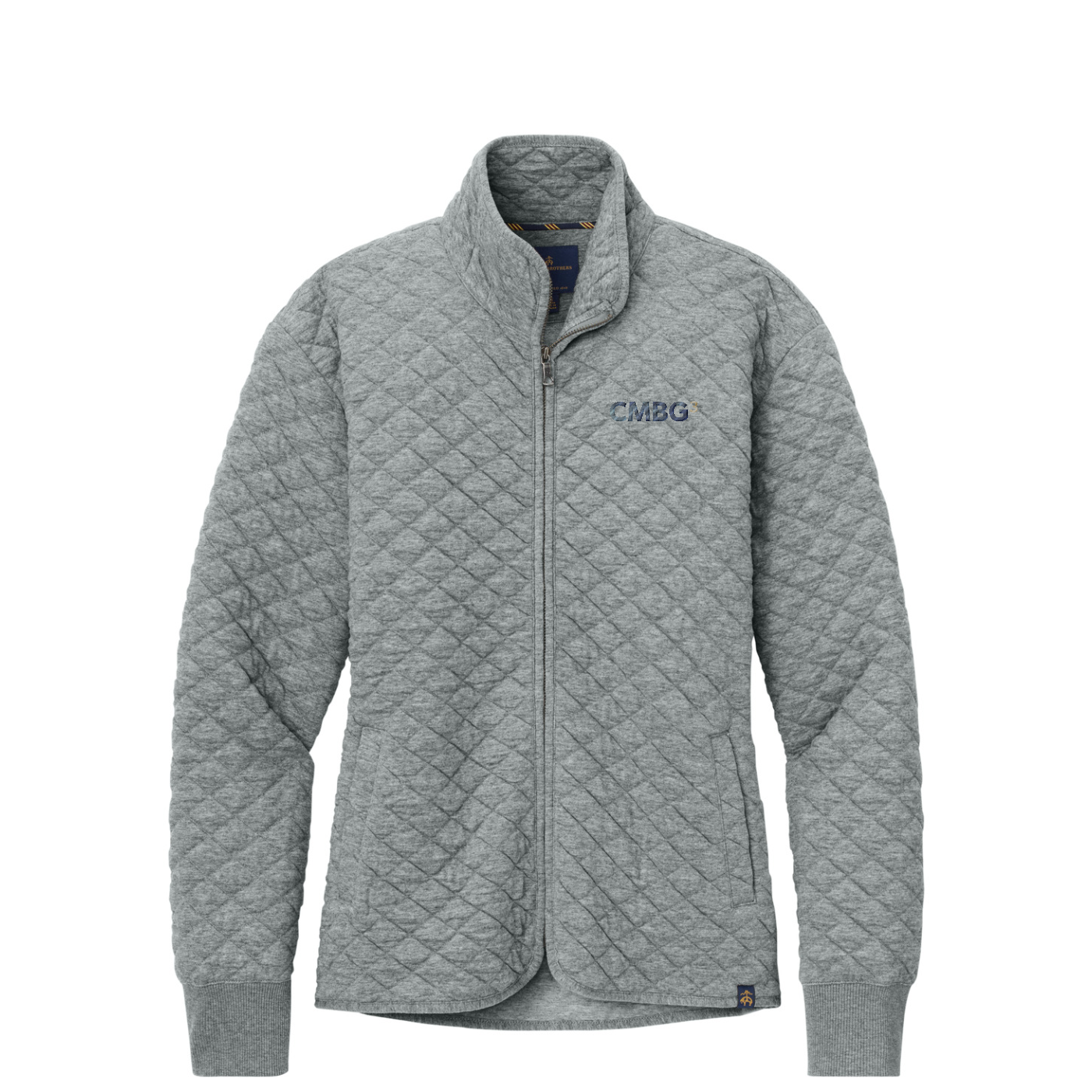 Brooks Brothers Women's Diamond Quilt Full-Zip — Light Shadow Grey Heather