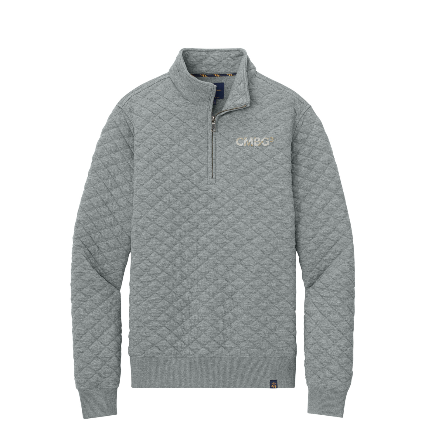 Brooks Brothers Diamond Quilt 1/4-Zip — Light Shadow Grey Heather